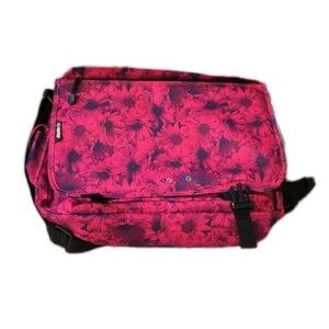 J World New York Messenger Bag Laptop Canvas Book Floral 16’ Pink